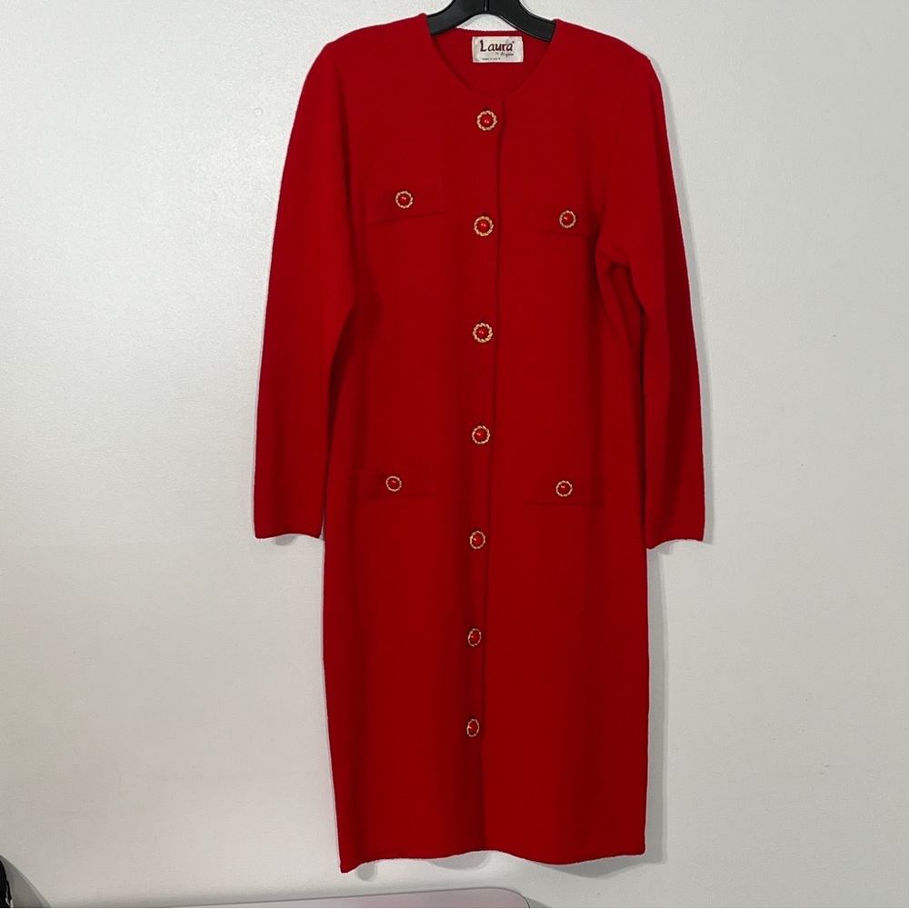 Laura by Alyzia Red Button Front Sweater Dress